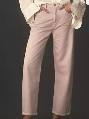 New Etica Tyler Vintage Straight Jeans High Rise Fitted Hip Cropped Pink Size 29